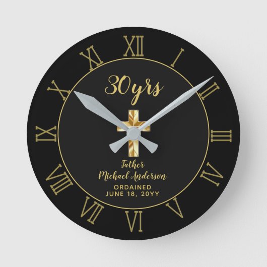 Priester Clergy Deacon zum 30. Jahrestag Runde Wanduhr (Vorderseite)