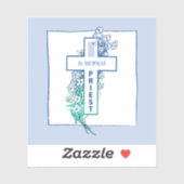 Priester Cross Blume Personalisiert Aufkleber (Blatt)