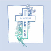 Priester Cross Blume Personalisiert Aufkleber (Vorderseite)