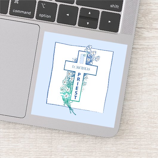 Priester Cross Blume Personalisiert Aufkleber (Detail)