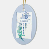 Priester Cross Blume Personalisiert Keramik Ornament (Links)