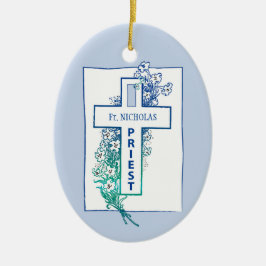 Priester Cross Blume Personalisiert Keramik Ornament