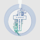 Priester Cross Blume Personalisiert Ornament (Rückseite)