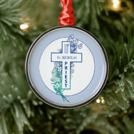 Priester Cross Blume Personalisiert Ornament Aus Metall