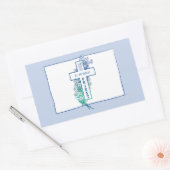 Priester Cross Blume Personalisiert Rechteckiger Aufkleber (Umschlag)