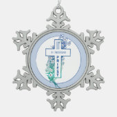 Priester Cross Blume Personalisiert Schneeflocken Zinn-Ornament (Vorderseite)