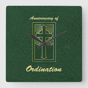 Priester-Jahrestag der Ordination Leder Look Quadratische Wanduhr