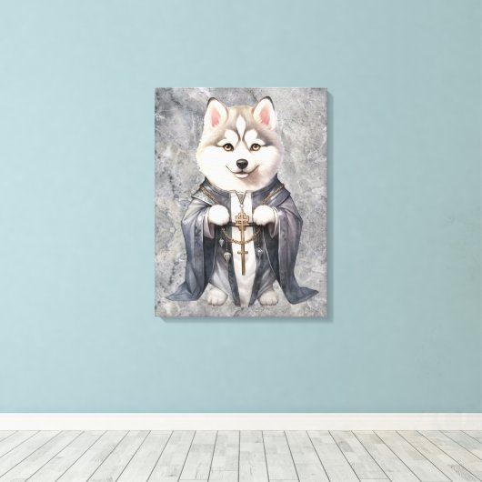 Priester King Siberian Husky Dog Leinwanddruck (Insitu (Holzboden))
