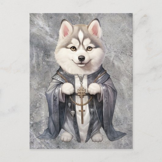 Priester King Siberian Husky Dog Postkarte (Vorderseite)