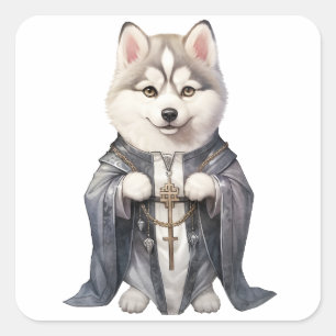 Priester King Siberian Husky Dog Quadratischer Aufkleber