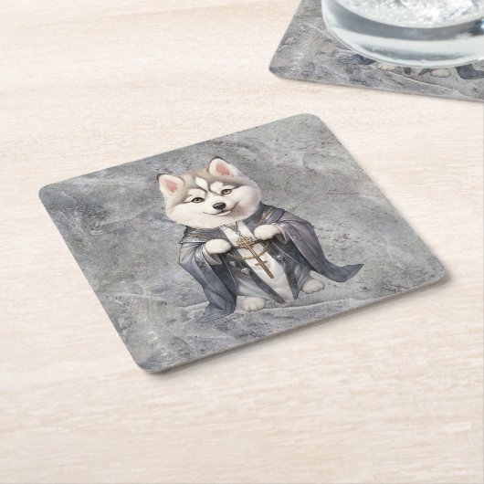 Priester King Siberian Husky Dog Rechteckiger Pappuntersetzer (angewinkelt)