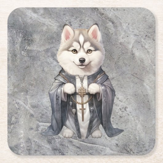 Priester King Siberian Husky Dog Rechteckiger Pappuntersetzer (Vorderseite)