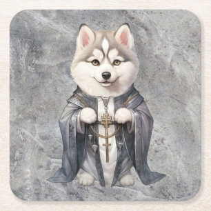 Priester King Siberian Husky Dog Rechteckiger Pappuntersetzer