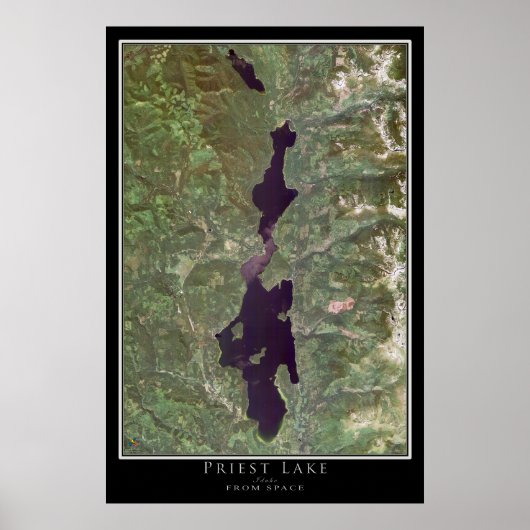Priester Lake Idaho Satellitenplakat Karte Poster (Vorne)