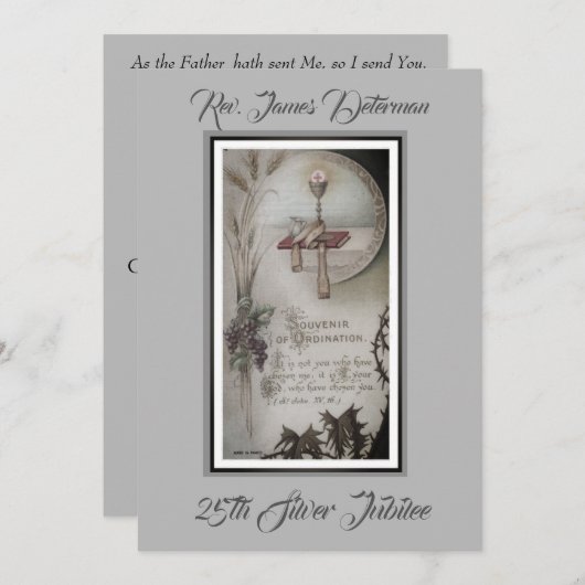 Priester mit Jesus Silver Anniversary Einladung (Vorne/Hinten)