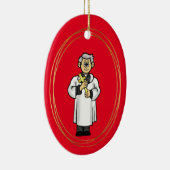Priester mit Kreuzweihnachtsfeier Keramik Ornament (Rechts)