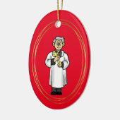 Priester mit Kreuzweihnachtsfeier Keramik Ornament (Links)
