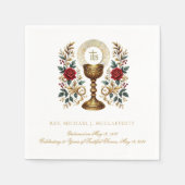 Priester Ordination Jubiläum Chalice Gastgeber Ros Serviette (Vorderseite)