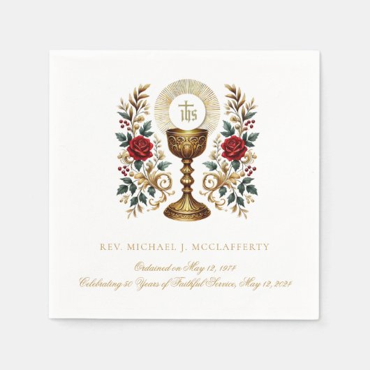 Priester Ordination Jubiläum Chalice Gastgeber Ros Serviette (Vorderseite)