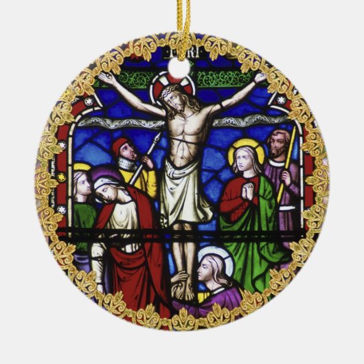 Priester Ordination Jubiläum festgehaltenes Glas C Keramikornament (Vorne)