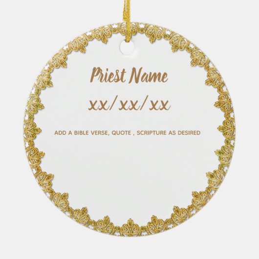 Priester Ordination Jubiläum Nativität Custom Keramik Ornament (Hinten)