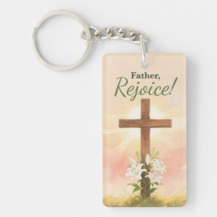 Priester Ostern Freue dich Kreuz und Lilien Religi Schlüsselanhänger