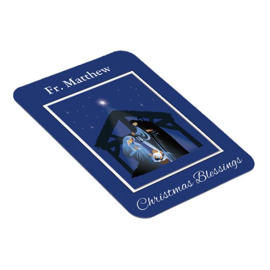Priester-Weihnachtssegen, Kippfigur auf Blau Magnet (Rechte Seite)