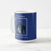Priester-Weihnachtssegen, Kippfiguren auf Blau Kaffeetasse (Vorderseite Links)