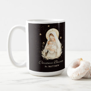 Priester-Weihnachtssegen Madonna Kind Schwarz Kaffeetasse