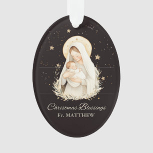 Priester-Weihnachtssegen Madonna Kind Schwarz Ornament