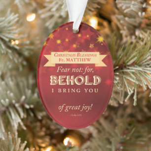 Priester-Weihnachtssegen Rot, Goldene Sterne Ornament