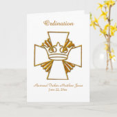 Priesterentordung Goldkrone und Kreuz Karte (Gelbe Blume)