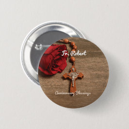 Priesterordnung Rote Rose und Rosary Button