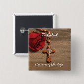Priesterordnung Rote Rose und Rosary Button (Vorne & Hinten)