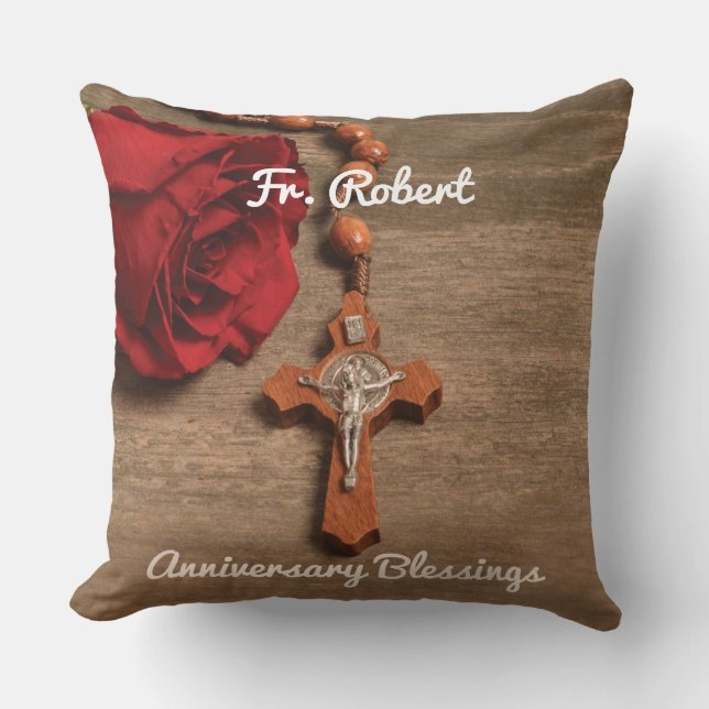 Priesterordnung Rote Rose und Rosary Kissen (Vorderseite)