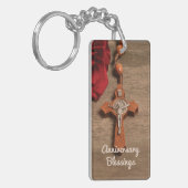 Priesterordnung Rote Rose und Rosary Schlüsselanhänger (Vorderseite links)