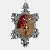 Priesterordnung Rote Rose und Rosary Schneeflocken Zinn-Ornament (Links)