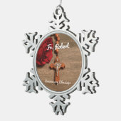 Priesterordnung Rote Rose und Rosary Schneeflocken Zinn-Ornament (Rechts)