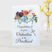 Priesterordung Glückwunsch Rosary und Farbe Karte (Gelbe Blume)