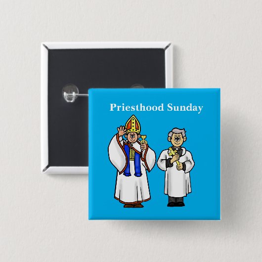 Priestersonntag Button mit zwei glücklichen Priest (Vorne & Hinten)