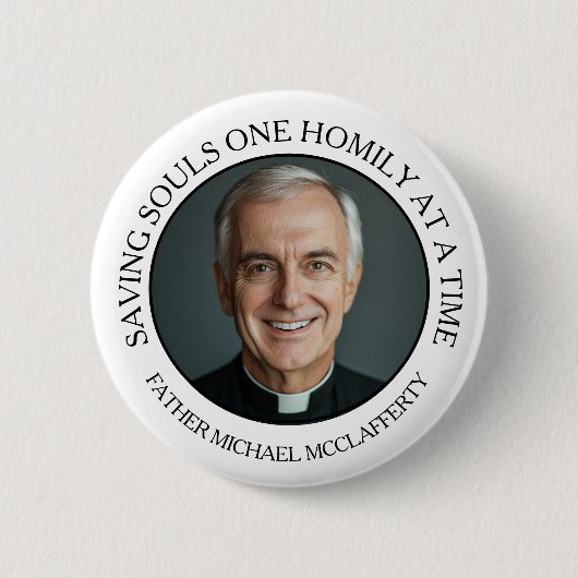 PRIESTHOLFOTO EINFACH SCHWARZ UND WEISS BUTTON (Vorderseite)