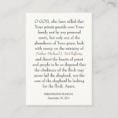 PRIESTHOOD SONNTAG PERSONALISIERT PRAYER CARDS PLATZKARTE (Rückseite)