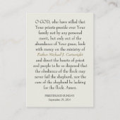 PRIESTHOOD SONNTAG PERSONALISIERT PRAYER CARDS PLATZKARTE (Rückseite)