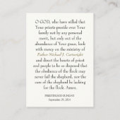 PRIESTHOOD SONNTAG PERSONALISIERT PRAYER CARDS PLATZKARTE (Rückseite)