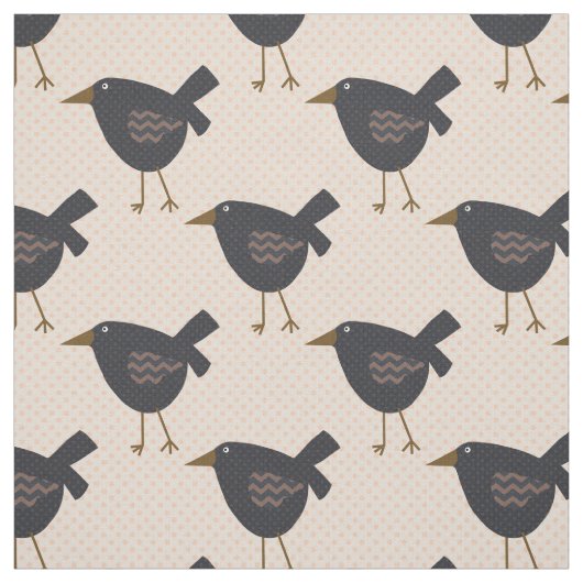 Prim Black Crows on Polka gepunkteter Hintergrund Stoff (Muster)