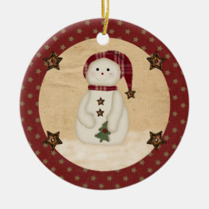 Prim Country Schneemann-Ornament Keramikornament