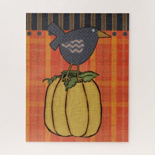 Prim Crow auf Pumpkin   Herbst Puzzle