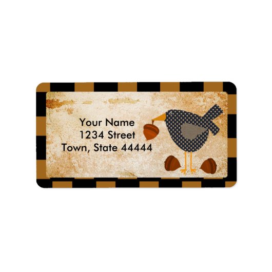 Prim Crow- und Acorns-Adressenmarken Adressaufkleber (Vorne)