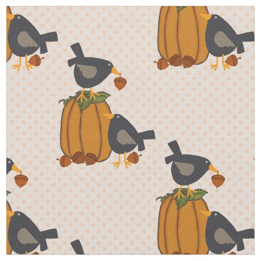 Prim Crows und Pumpkins Stoff (Nahaufnahme)