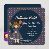 Prim Halloween Kid's Party Einladung Mädchen 3 (Vorne/Hinten)